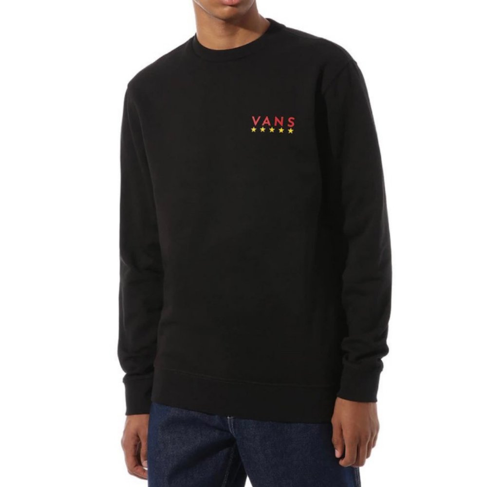 💖MEGA SALE💖Vans Sweatshirt Men Victory Crew Black Slim Fit Long VN0A4RQ5BLK